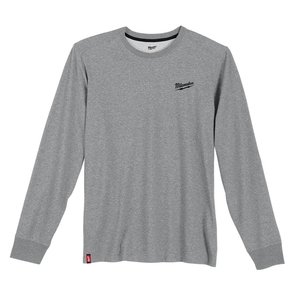 Milwaukee Men's Large Gray Cotton/Polyester Long-Sleeve Hybrid Work T-Shirt (3-Pack)
