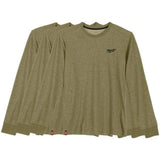 Milwaukee Men's X-Large Green Cotton/Polyester Long-Sleeve Hybrid Work T-Shirt (3-Pack)