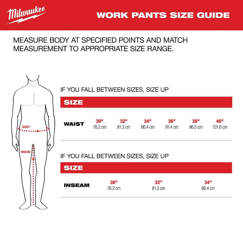 Milwaukee Men's Black Cotton/Polyester Work Pants with 7 Pockets, Size 36x32