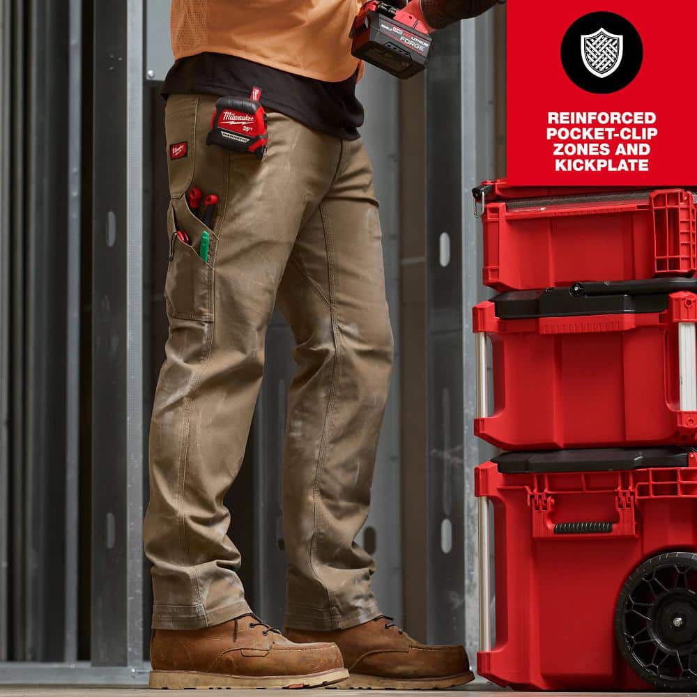 Milwaukee Men's 34x34 Gray Cotton/Polyester Work Pants with 7 Pockets
