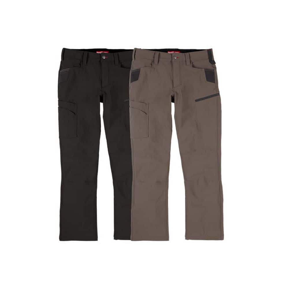 Milwaukee Men's Black FREEFLEX Tech Work Pants with 7 Pockets, 38x32