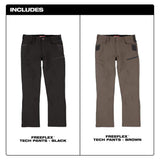 Milwaukee Men's Black FREEFLEX Tech Work Pants with 7 Pockets, 38x32