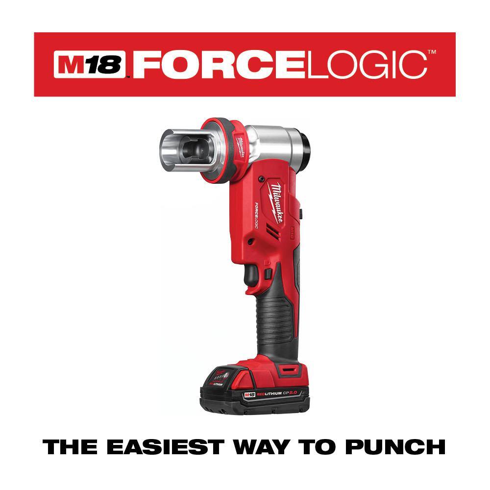 Milwaukee M18 18V Lithium-Ion 1/2 in. to 4 in. FORCE LOGIC 6-Ton Cordless Knockout Tool Kit with M18 FUEL Compact Bandsaw
