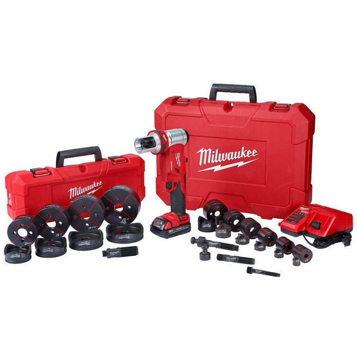 Milwaukee M18 18-Volt FORCE LOGIC 6-Ton Cordless Knockout Tool Kit, 1/2 in. to 4 in., with M18 FUEL Compact Band Saw