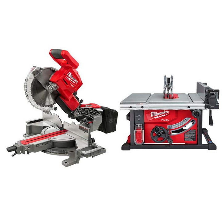 Milwaukee M18 FUEL 18-Volt Brushless 10 in. Cordless Dual-Bevel Sliding Compound Miter Saw with 8-1/4 in. Table Saw (Tool-Only)