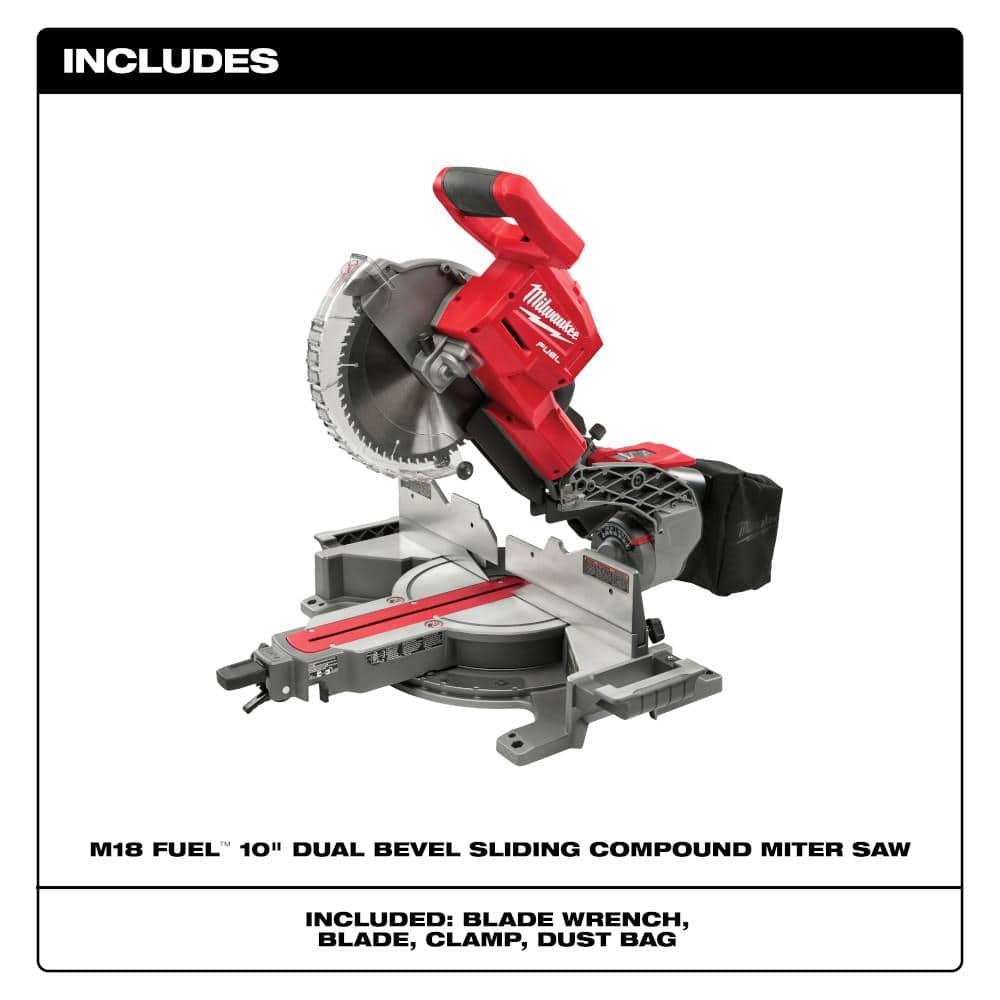 Milwaukee M18 FUEL 18-Volt Brushless Cordless 10 in. Dual-Bevel Sliding Compound Miter Saw with Stand (Tool-Only)