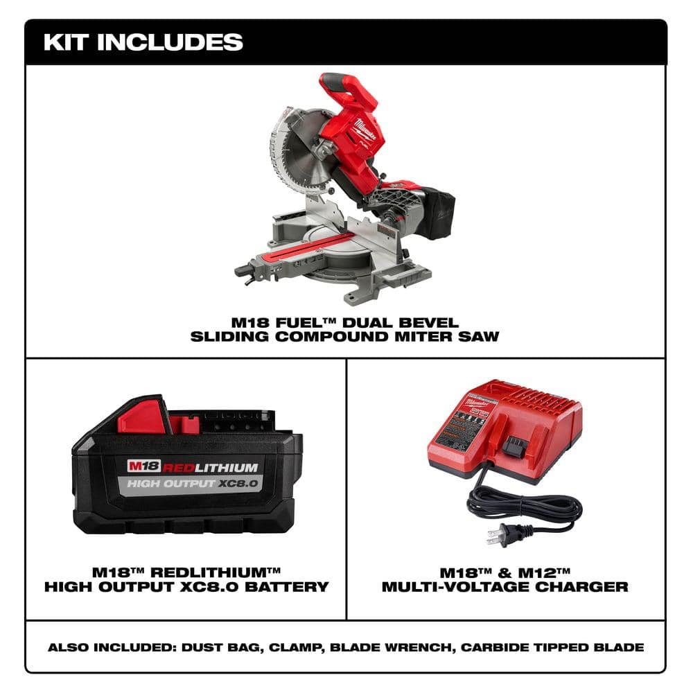 Milwaukee M18 FUEL 18V Brushless Cordless 10 in. Dual-Bevel Sliding Compound Miter Saw Kit with Portable Miter Saw Stand