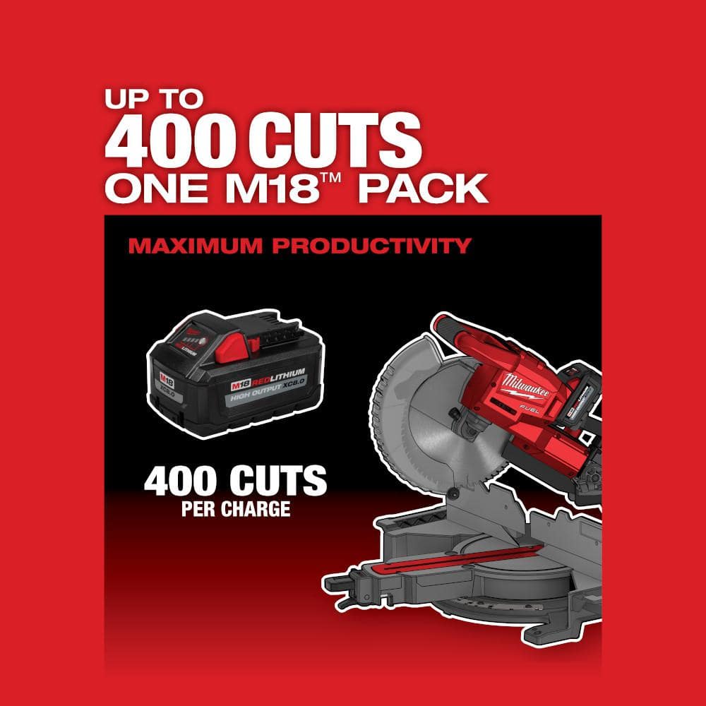 Milwaukee M18 FUEL 18V 10 in. Brushless Cordless Dual-Bevel Sliding Compound Miter Saw Kit with One 8.0Ah Battery