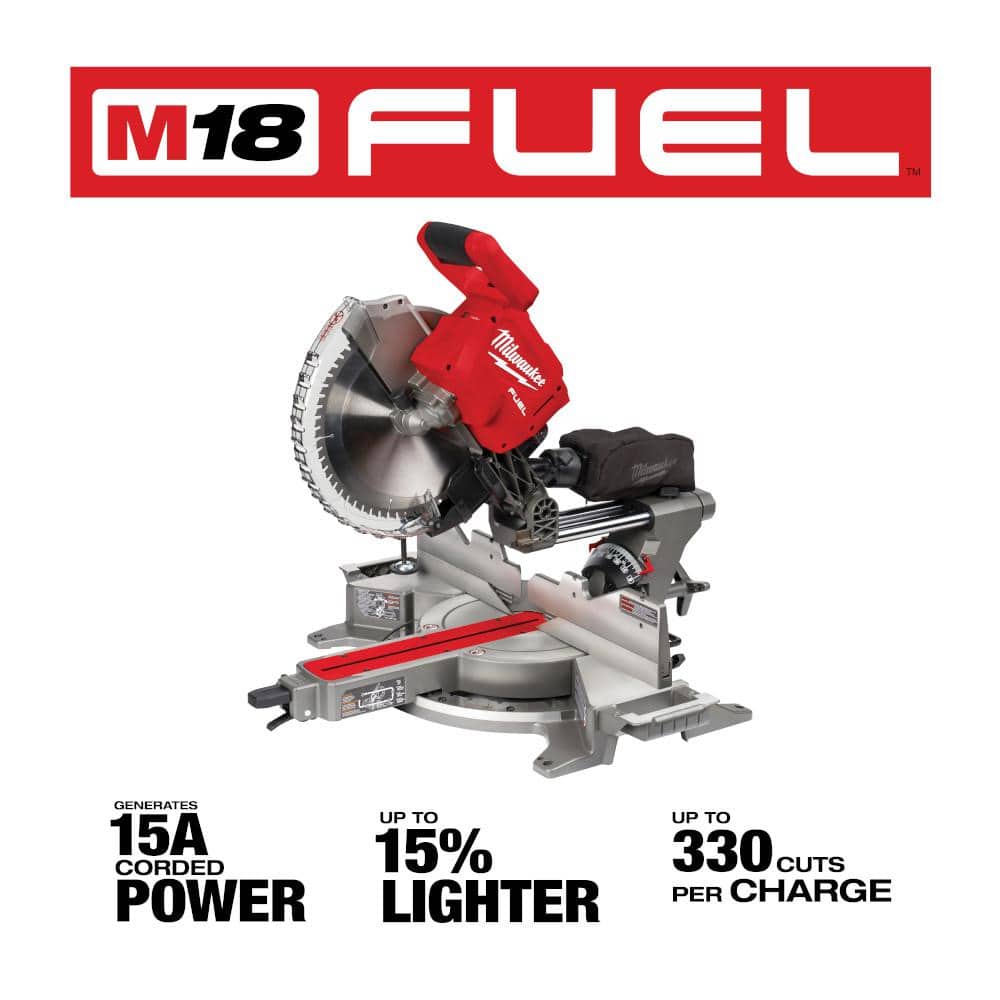 Milwaukee M18 FUEL 18V 12 in. Brushless Cordless Dual-Bevel Sliding Compound Miter Saw with FREE 8.0Ah Battery