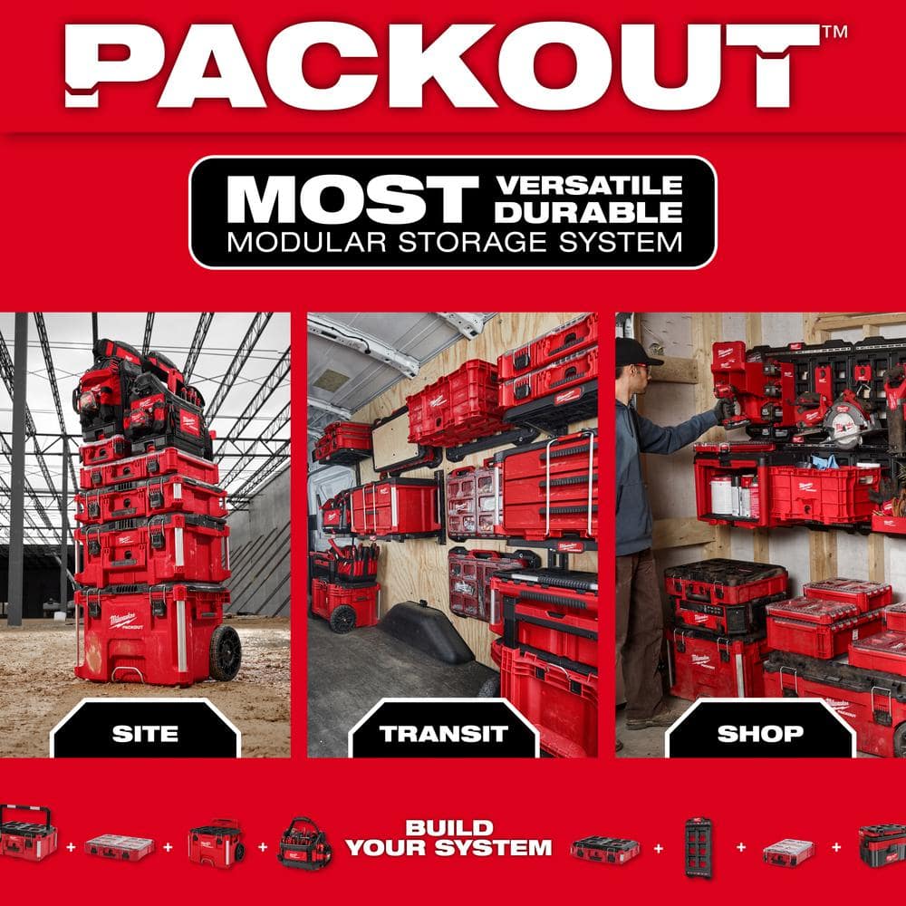 Milwaukee PACKOUT Tool Station with Compact Wall Plate, 20 in. H x 10.25 in. W, Black/Red (2-Piece Set)