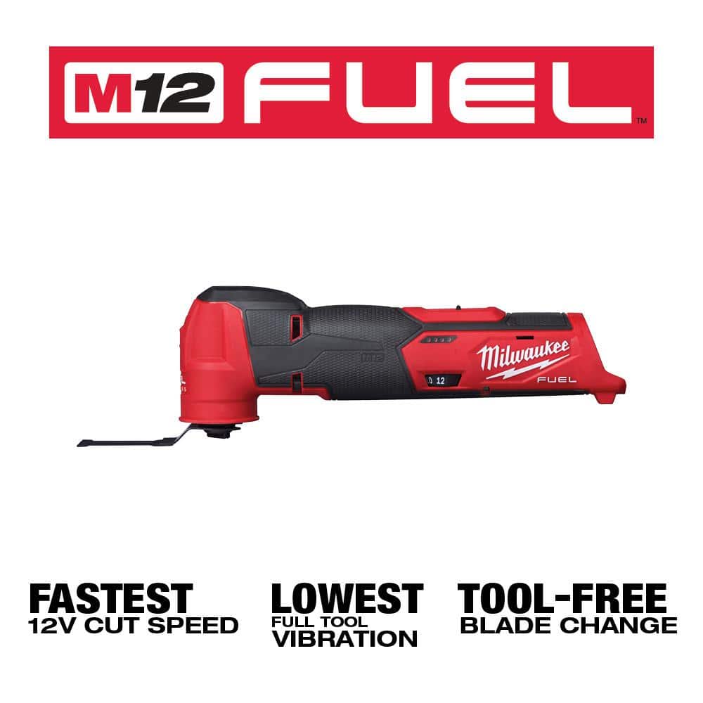 Milwaukee M12 FUEL 12V Lithium-Ion Cordless Oscillating Multi-Tool and Crown Stapler with Two 3.0 Ah Batteries