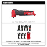 Milwaukee M12 FUEL 12V Lithium-Ion Cordless Oscillating Multi-Tool (Tool-Only) with Oscillating Multi-Tool Blade Set (8-Piece)