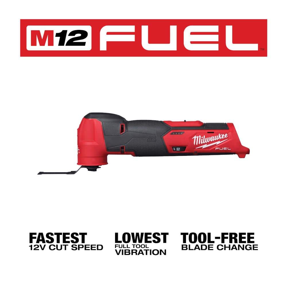 Milwaukee M12 FUEL 12V Lithium‑Ion Cordless Oscillating Multi‑Tool (Tool‑Only) + 8‑Piece Blade/Sanding Set