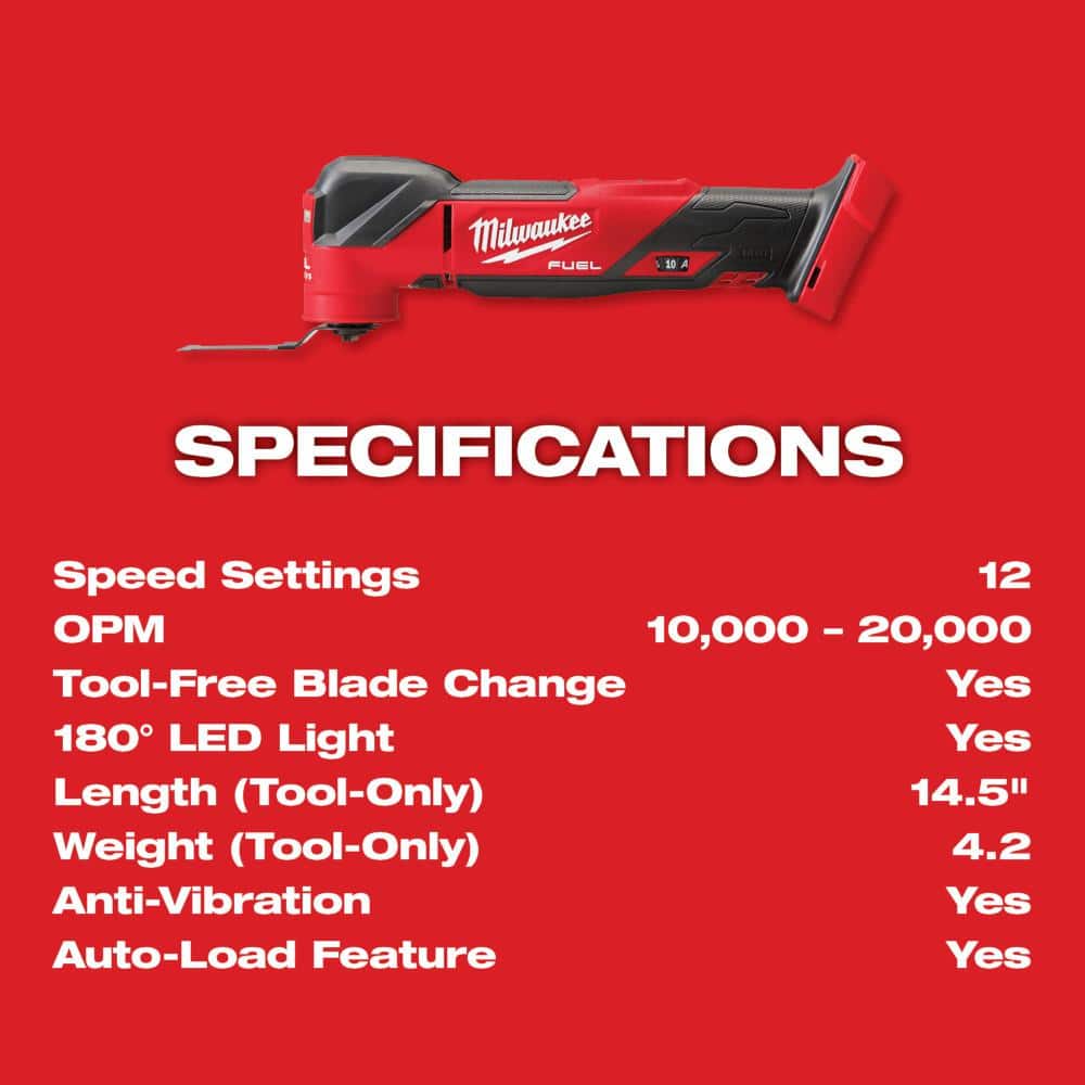 Milwaukee M18 FUEL 18V Lithium-Ion Cordless Brushless Oscillating Multi-Tool with Multi-Tool Blade Set (8-Piece)