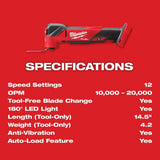 Milwaukee M18 FUEL 18V Lithium-Ion Cordless Brushless Oscillating Multi-Tool with Multi-Tool Blade Set (8-Piece)
