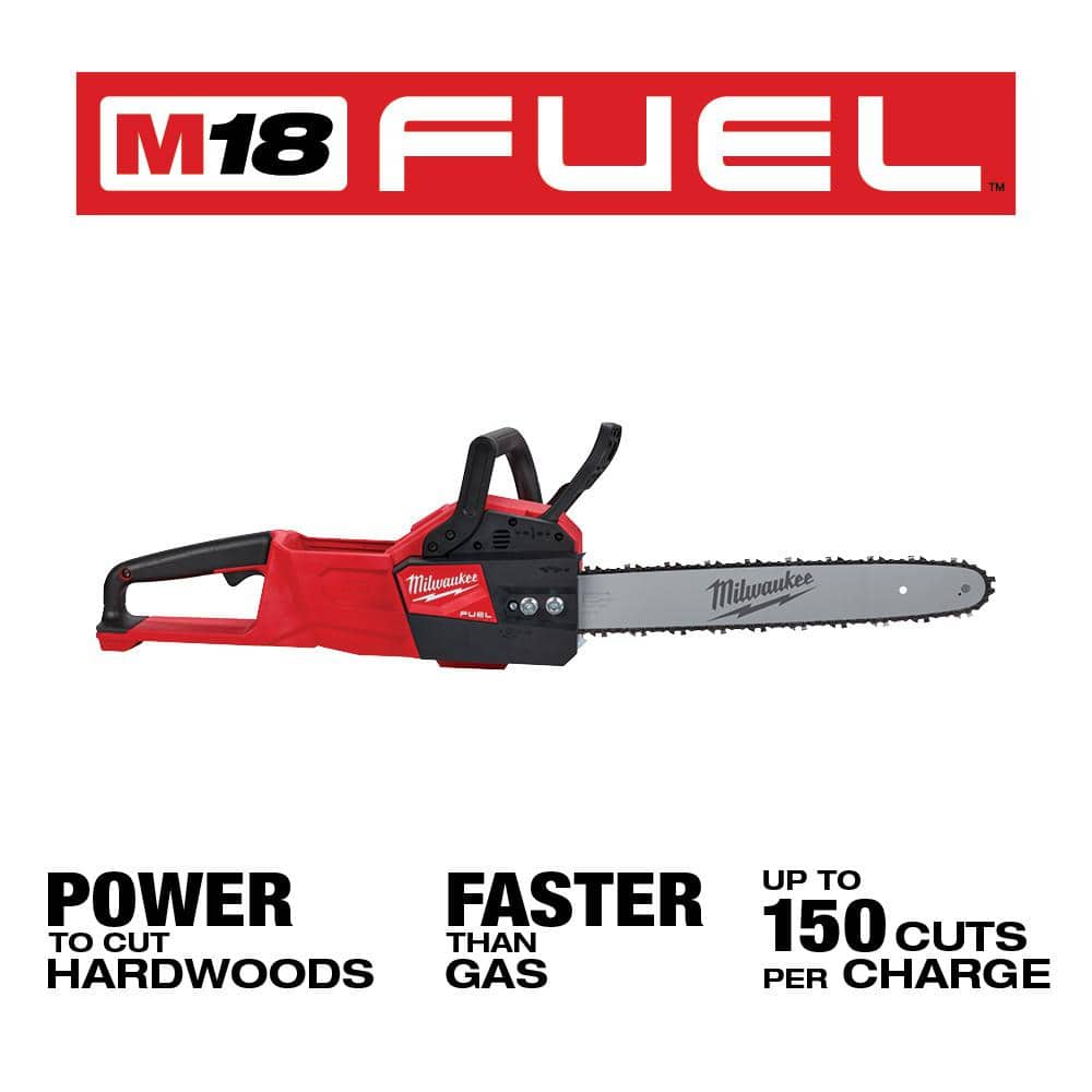 Milwaukee M18 Fuel 16 in. 18-Volt Brushless Cordless Electric Chainsaw with Hatchet, Blower, 12.0 and 8.0 Battery Combo Kit 2-Tool