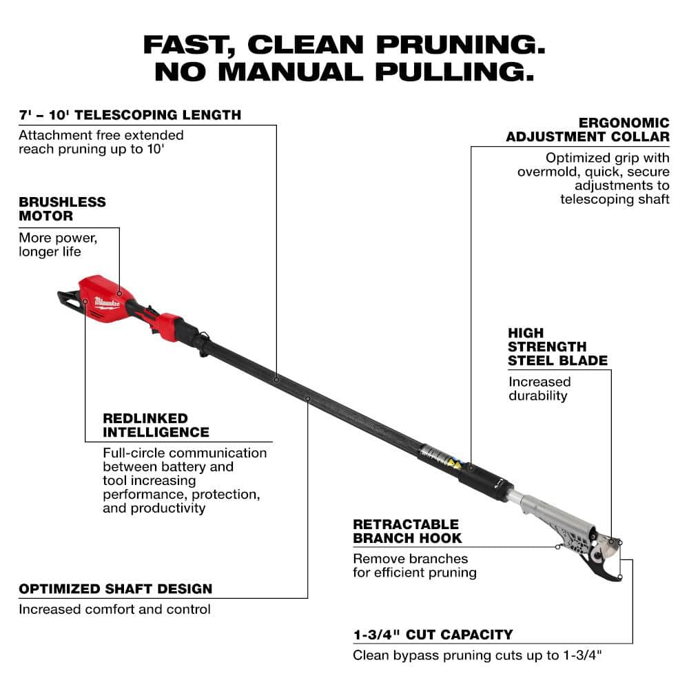 Milwaukee M18 FUEL 16 in. 18-Volt Brushless Cordless Electric Chainsaw with Blower, Pole Pruner, (2) Battery Combo Kit (3-Tool)