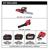 Milwaukee M18 Fuel 16 in. 18-Volt Brushless Cordless Electric Battery Powered Chainsaw Blower and (3) Battery Combo Kit 2-Tool