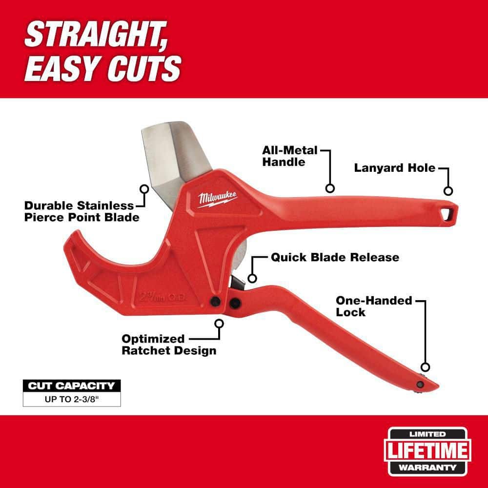 Milwaukee 2-3/8 in. Ratcheting Pipe Cutter, Manual, Stainless Steel Blade
