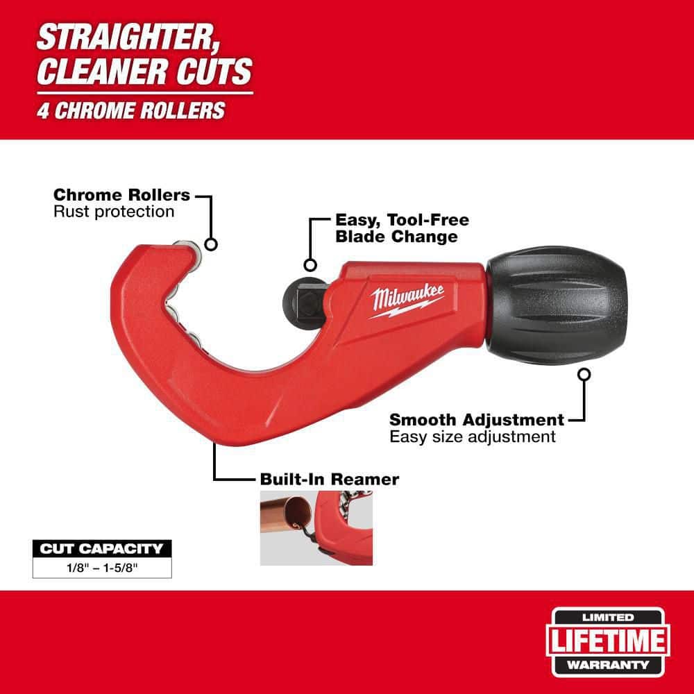 Milwaukee 1-1/2 in. Constant Swing Copper Tubing Cutter, 1/8 in.–1-5/8 in. Capacity