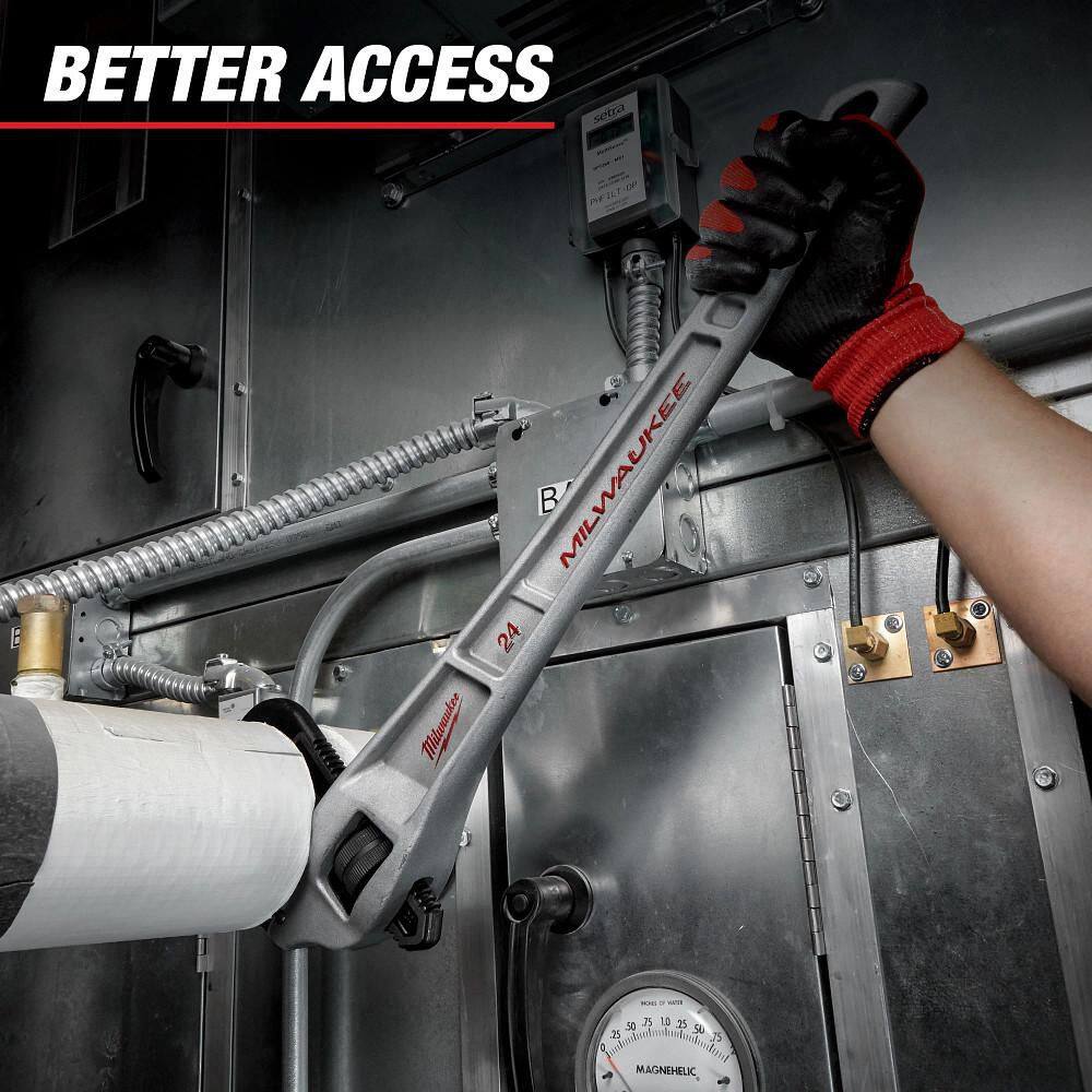 Milwaukee 24 in. Aluminum Offset Pipe Wrench, 3 in. Jaw Capacity