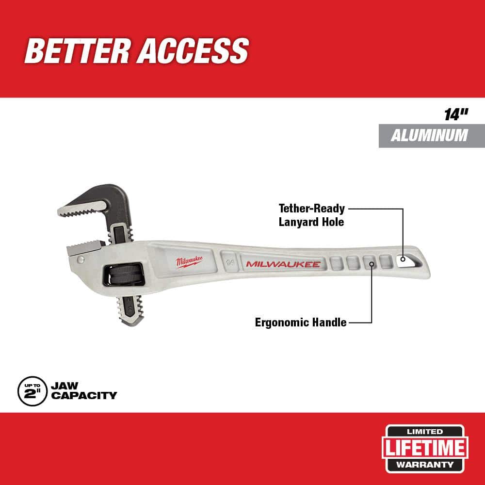 Milwaukee 14 in. Aluminum Offset Pipe Wrench, 2 in. Jaw Capacity
