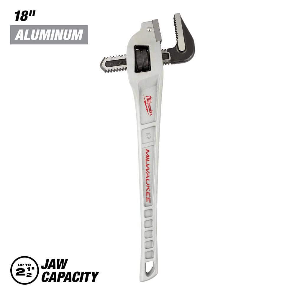 Milwaukee 18 in. Aluminum Offset Pipe Wrench, 2-1/2 in. Jaw Capacity