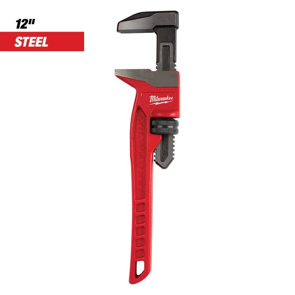 Milwaukee 12 in. Smooth Jaw Pipe Wrench, Steel, 2-5/8 in. Capacity (Model 48-22-7186)