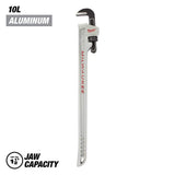 Milwaukee 10 in. Aluminum Pipe Wrench with POWERLENGTH Handle, 1-1/2 in. Jaw Capacity