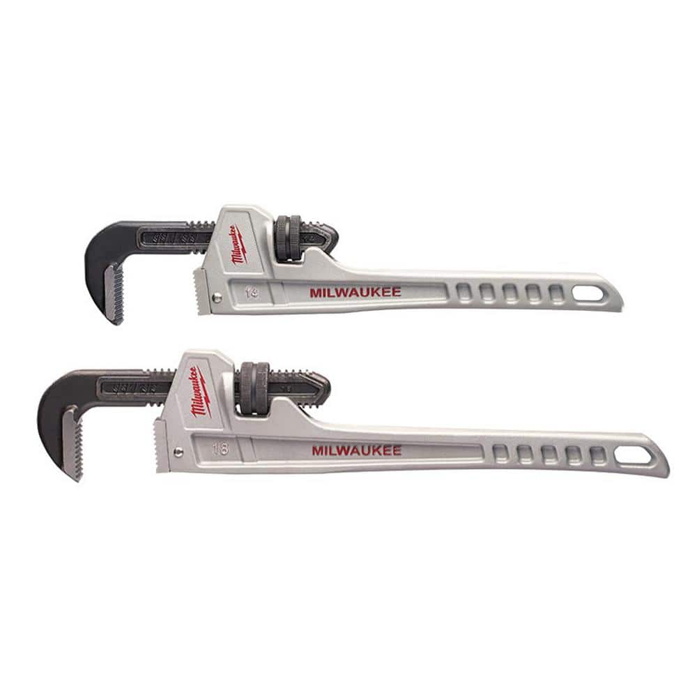 Milwaukee 14 in. and 18 in. Aluminum Pipe Wrench Set (2-Tool)