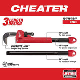 Milwaukee 48-22-7314 Cheater Adaptable Steel Pipe Wrench, 10/18/24 in. Modes