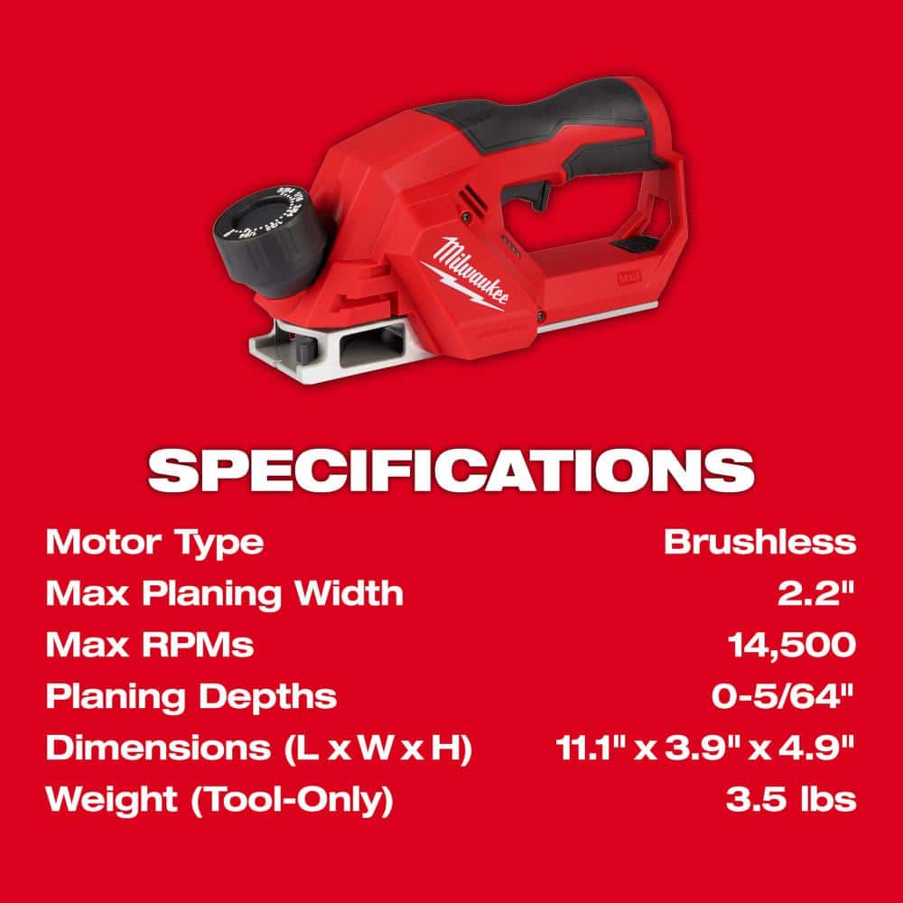 Milwaukee M12 12V Lithium-Ion Brushless Cordless 2 in. Planer with M12 Multi-Tool
