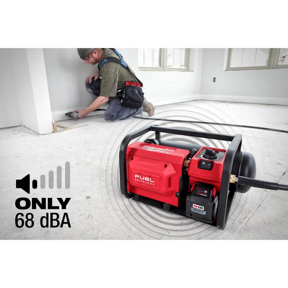 Milwaukee M18 FUEL 18V Lithium‑Ion Cordless 2 Gal. Quiet Air Compressor, Compact Hot‑Dog Tank (Tool‑Only)