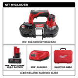 Milwaukee M12 12-Volt Lithium-Ion Cordless Sub-Compact Band Saw Kit with 4.0 Ah Battery, Charger and Bag