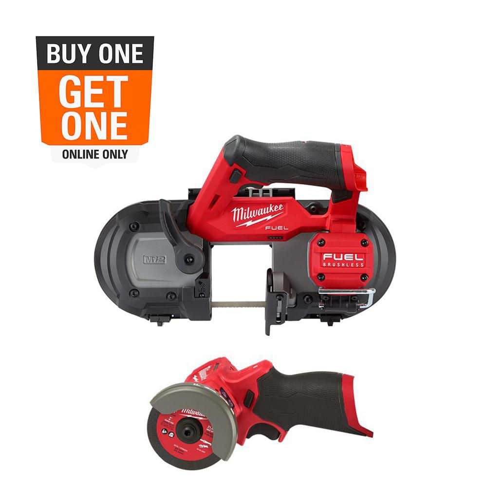 Milwaukee M12 FUEL 12V Lithium‑Ion Cordless Compact Band Saw with 3 in. Cut Off Saw, Tool‑Only 2‑Piece Set (2529-20 & 2522-20)