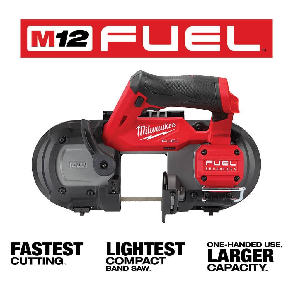 Milwaukee M12 FUEL 12V Lithium‑Ion Cordless Compact Band Saw with 3 in. Cut Off Saw, Tool‑Only 2‑Piece Set (2529-20 & 2522-20)