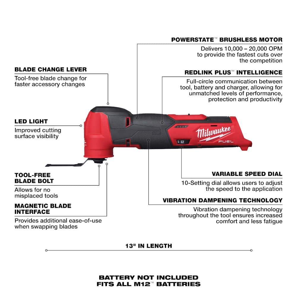 Milwaukee M12 FUEL 12-Volt Lithium-Ion Cordless Compact Band Saw + M12 FUEL Oscillating Multi-Tool + M12 FUEL 3 in. Cut-Off Saw (Tool-Only)