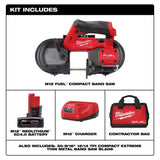 Milwaukee M12 FUEL 12-Volt Lithium-Ion Cordless Compact Band Saw XC Kit with (2) 4.0 Ah Batteries, Charger and Bag