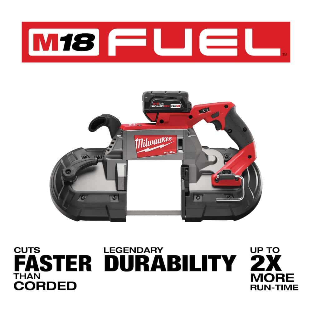 Milwaukee M18 FUEL 18V Lithium‑Ion Brushless Cordless Deep Cut Band Saw Kit, 5 in x 5 in Capacity, with Two 5.0Ah Batteries, Charger & Hard Case (2729-22)