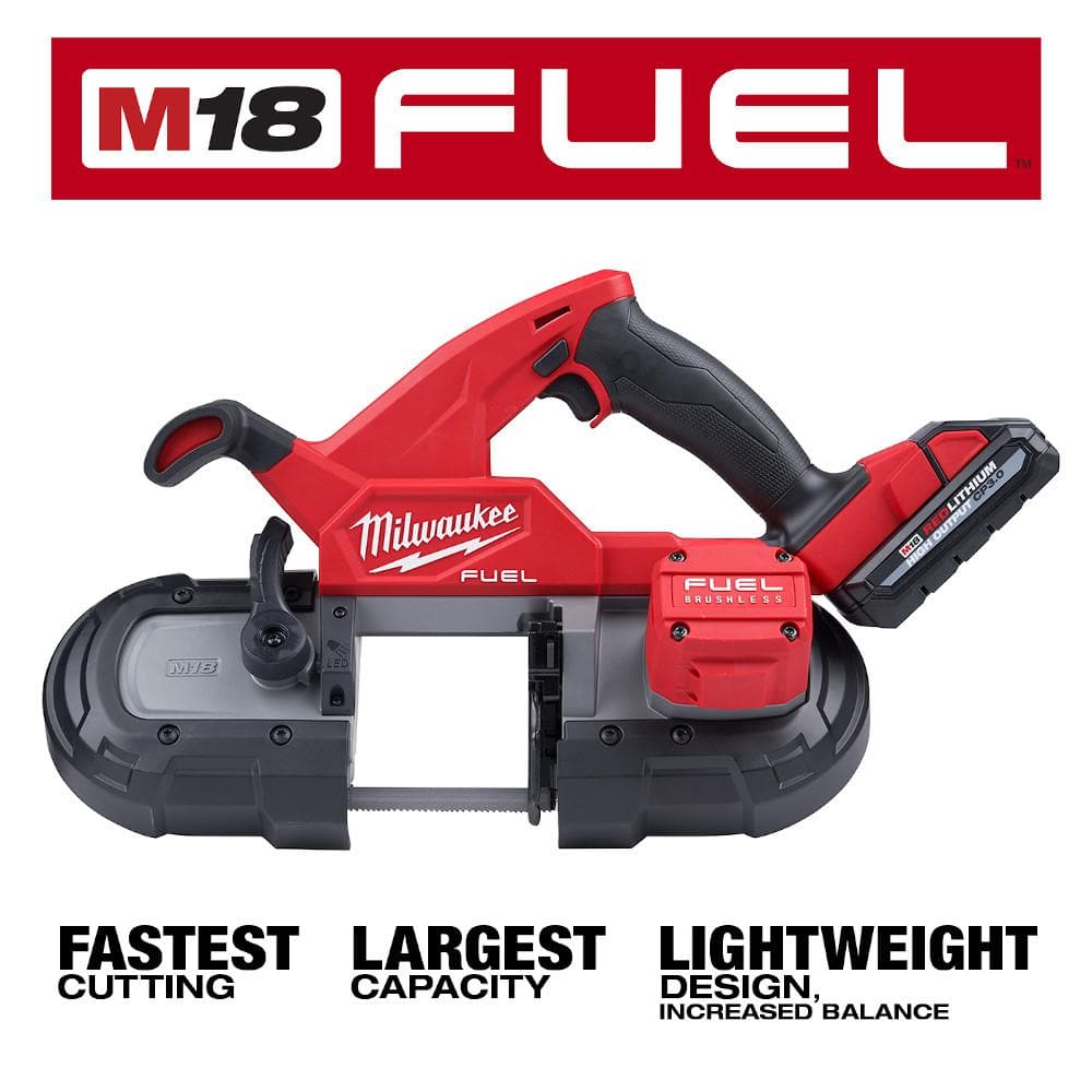 Milwaukee M18 FUEL 18V Brushless Cordless Compact Band Saw Kit with M18 FUEL Grinder, 3-1/4 in Capacity (Model 2829-22-2888-20)