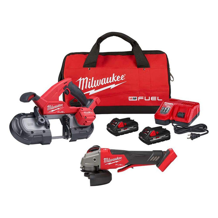 Milwaukee M18 FUEL 18V Brushless Cordless Compact Band Saw Kit with M18 FUEL Grinder, 3-1/4 in Capacity (Model 2829-22-2888-20)