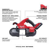Milwaukee M18 FUEL 18V Brushless Cordless Compact Band Saw Kit with M18 FUEL Grinder, 3-1/4 in Capacity (Model 2829-22-2888-20)