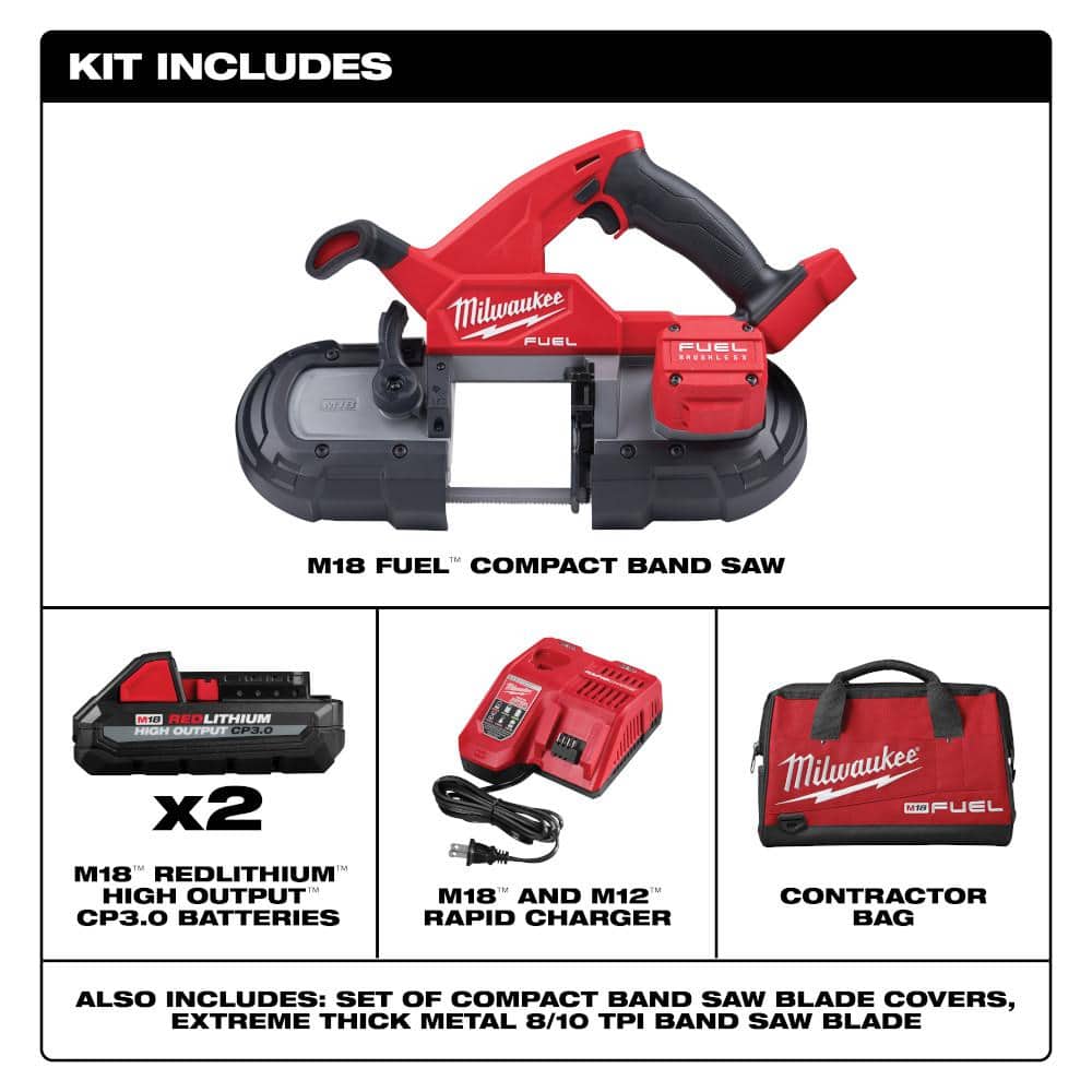 Milwaukee M18 FUEL 18-Volt Lithium-Ion Brushless Cordless Compact Bandsaw Kit with FUEL 1/4 in. Hex Impact Driver