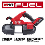 Milwaukee M18 FUEL 18-Volt Lithium-Ion Brushless Cordless Compact Band Saw Kit with (2) 3.0Ah & (1) 6.0Ah High Output Batteries, 3-1/4 in. Capacity