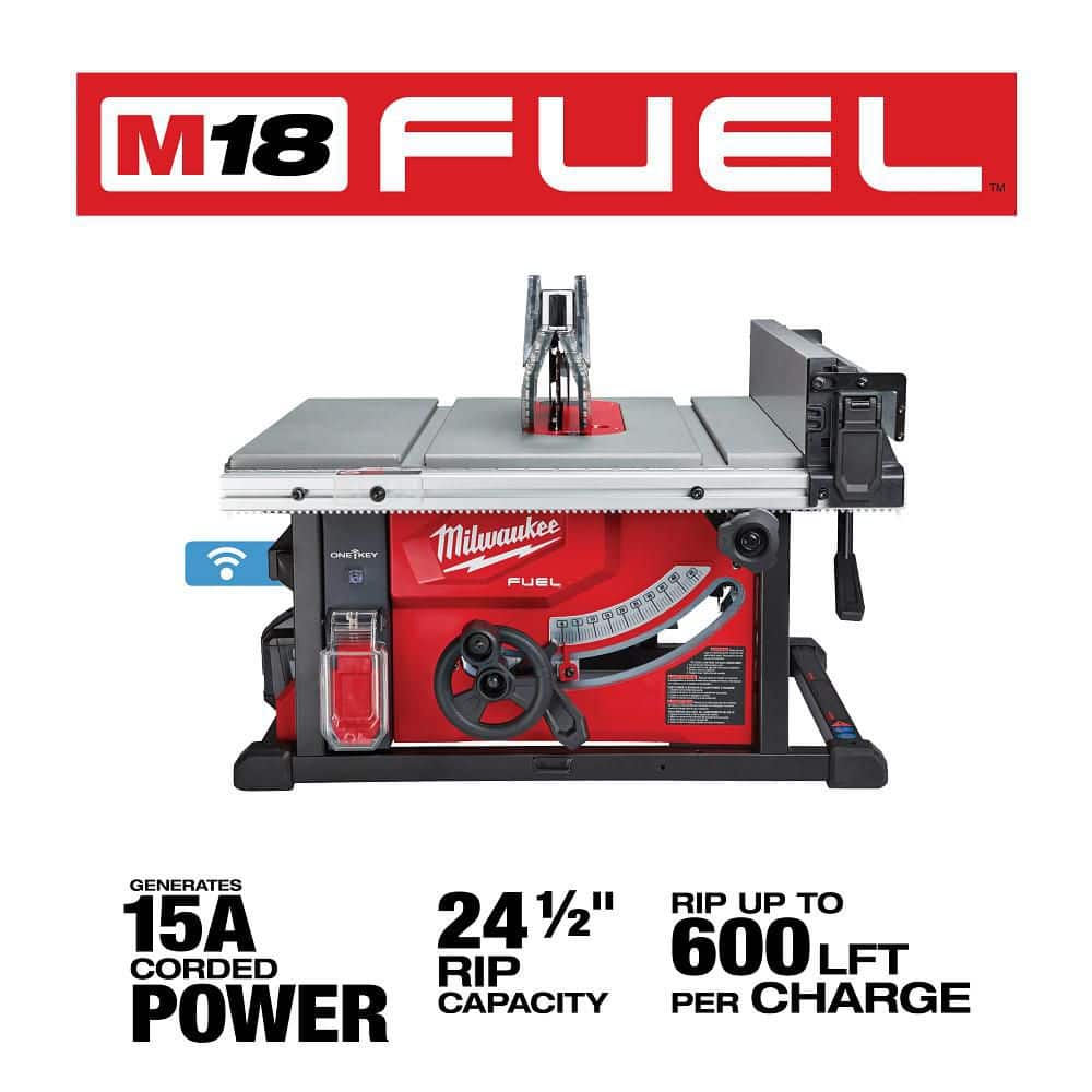 Milwaukee M18 FUEL ONE-KEY 18-Volt Lithium-Ion Brushless Cordless 8-1/4 in. Portable Table Saw Kit with (1) 12.0Ah Battery and Rapid Charger