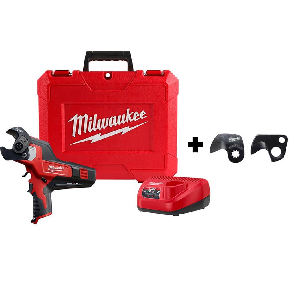 Milwaukee M12 12V Lithium-Ion Cordless 600 MCM Cable Cutter Kit with M12 3/8 in. Ratchet (Tool-Only)