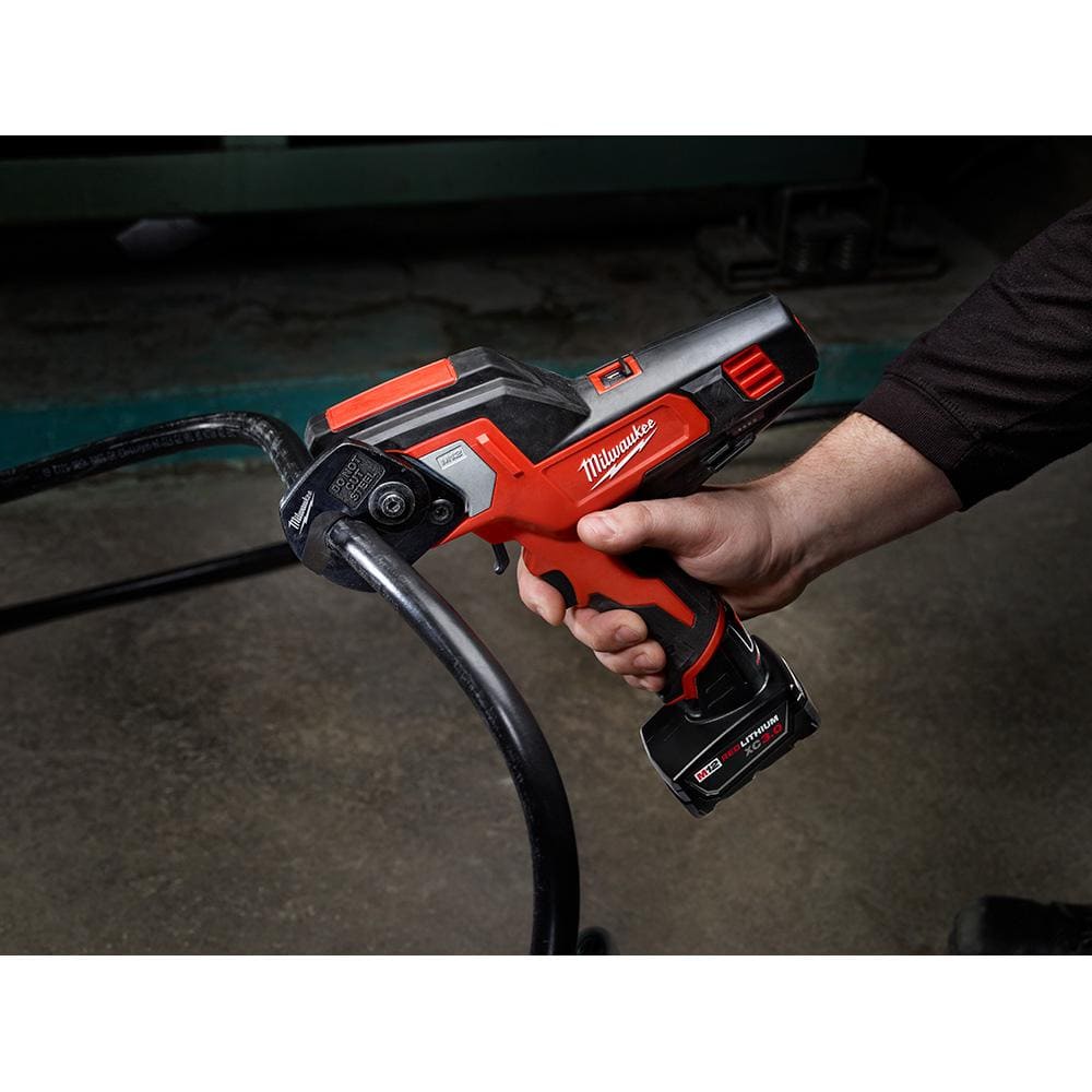 Milwaukee M12 12V Lithium-Ion Cordless 600 MCM Cable Cutter Kit with M12 3/8 in. Ratchet (Tool-Only)