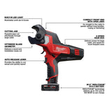 Milwaukee M12 12V Lithium-Ion Cordless 600 MCM Cable Cutter Kit with M12 3/8 in. Ratchet (Tool-Only)