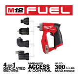Milwaukee M12 FUEL 12V Lithium‑Ion Brushless Cordless 4‑in‑1 Installation 3/8 in. Drill/Driver with 4 Tool Heads (Tool‑Only)