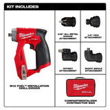 Milwaukee M12 FUEL 12V Li-Ion Brushless Cordless 4-in-1 Installation 3/8 in. Drill/Driver Kit with High Output 2.5Ah Battery